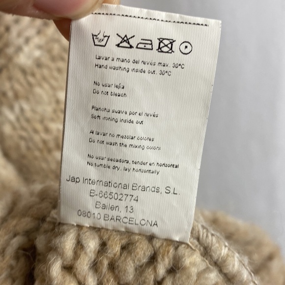 MUS & BOMBON Mahogany Wool Sweater Beige Turtleneck - Size Large - Picture 10 of 12